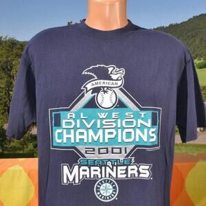 00S T-Shirt Seattle Mariners Baseball Tee Csa 2001 Al West Cha Shirt